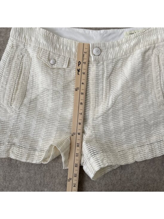 Rag & Bone 3" Shorts Womens 8 Cream Seersucker Mid Rise Cotton Nylon Lined - Picture 6 of 10